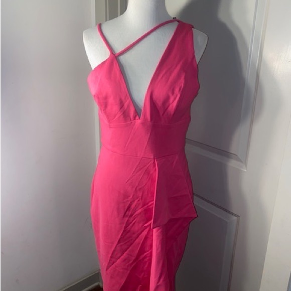 Lavish Alice Dress Pink Asymmetric Ponte Dress New Stretch All sizes bridesmaids - Picture 3 of 9